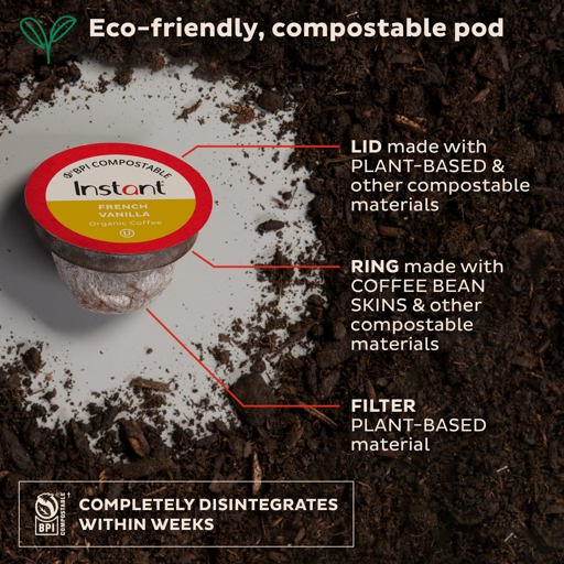 Instant Compostable Coffee Pods French Vanilla
