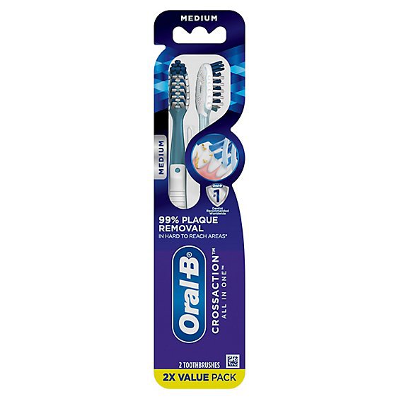 Oral B Cross Action Toothbrush All In One Medium - 2 Count