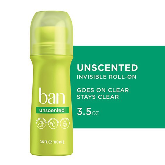 Ban Invisible Roll-On Deodorant - 3.5 Fl. Oz.