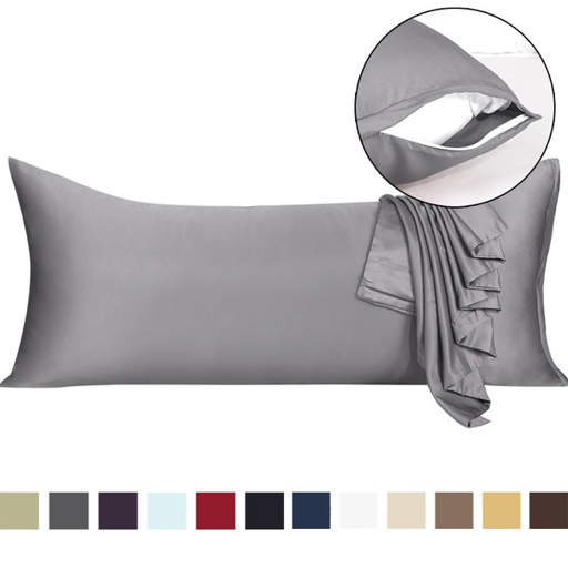 Body Pillow Protector Zippered Silk Satin Long Pillow Sham for Hair Skin Bedroom Hotel Pregnant Student