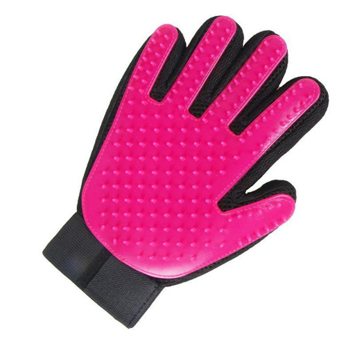 a pink and black glove that looks like a hand