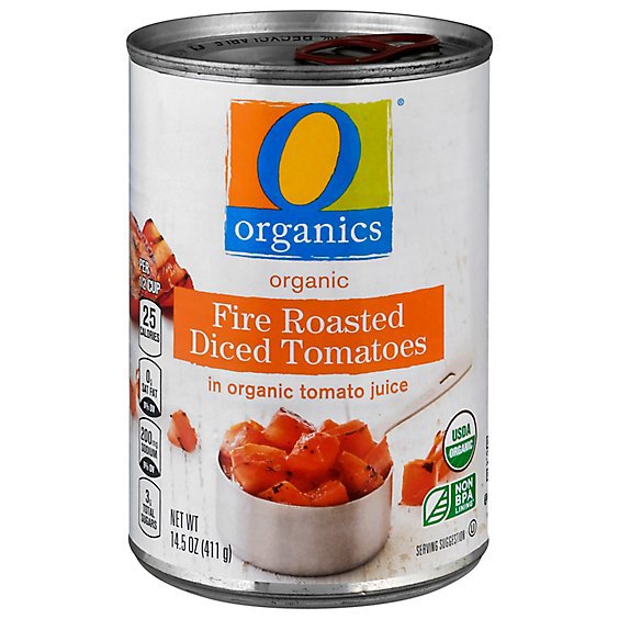 O Organics Organic Tomatoes Diced In Tomato Juice Fire Roasted - 14.5 Oz