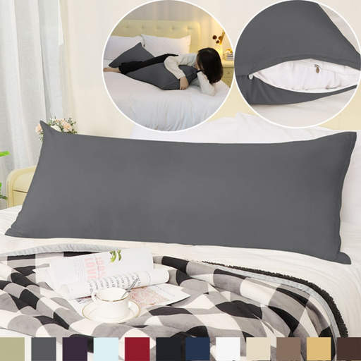 Color Body Pillow Case, Zippered Cover Soft Microfiber Long Pillowcases