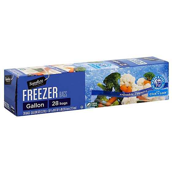 Signature SELECT Bags Freezer Click & Lock Double Zipper Gallon - 28 Count