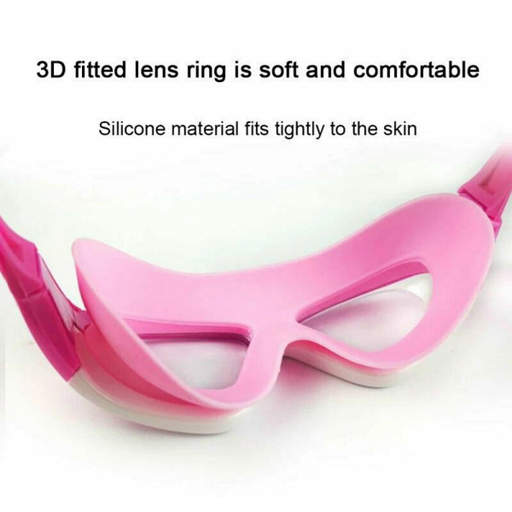 a pair of pink swim goggles with a 3d fitted lens ring