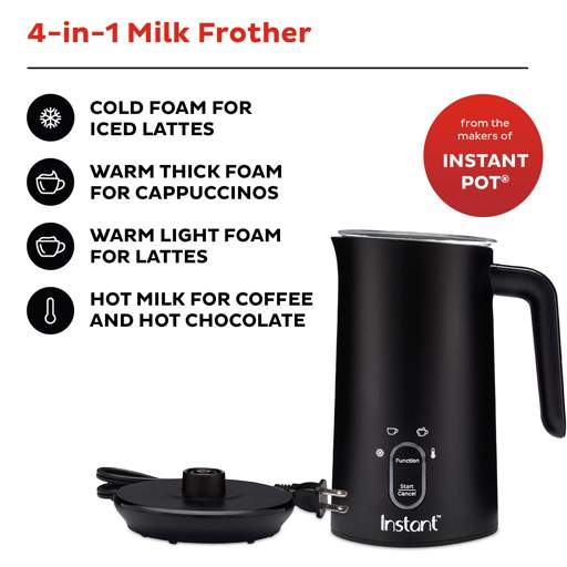 Maestri House Large Capacity Smart Adjustable Integrated Milk Frother Pot,  Black, 1 Piece - Foods Co.
