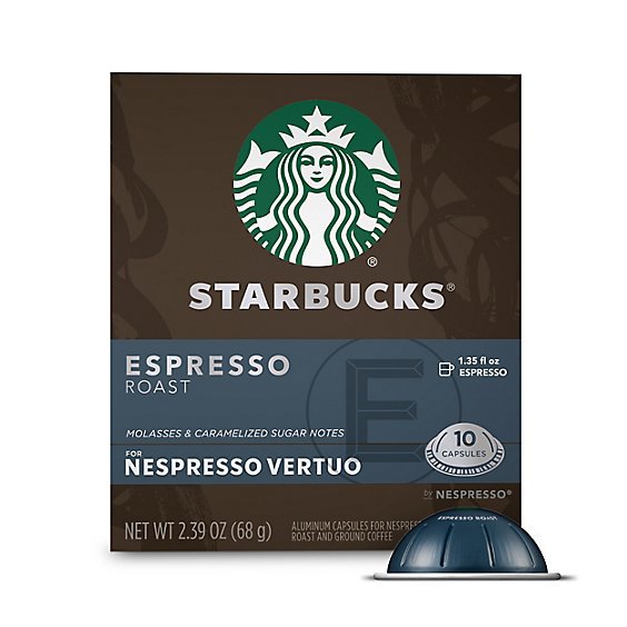 Starbucks Dark Roast Espresso Roast Coffee Capsules for Nespresso Vertuo Box 10 Count - Each