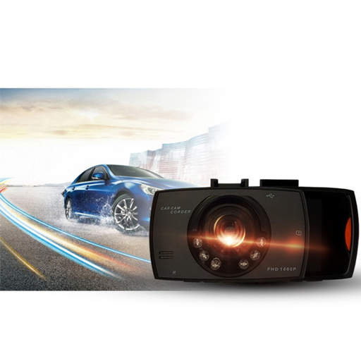 a car cam recorder with a blue car in the background