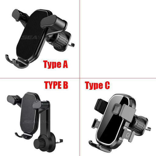 four different types of cell phone holders are shown
