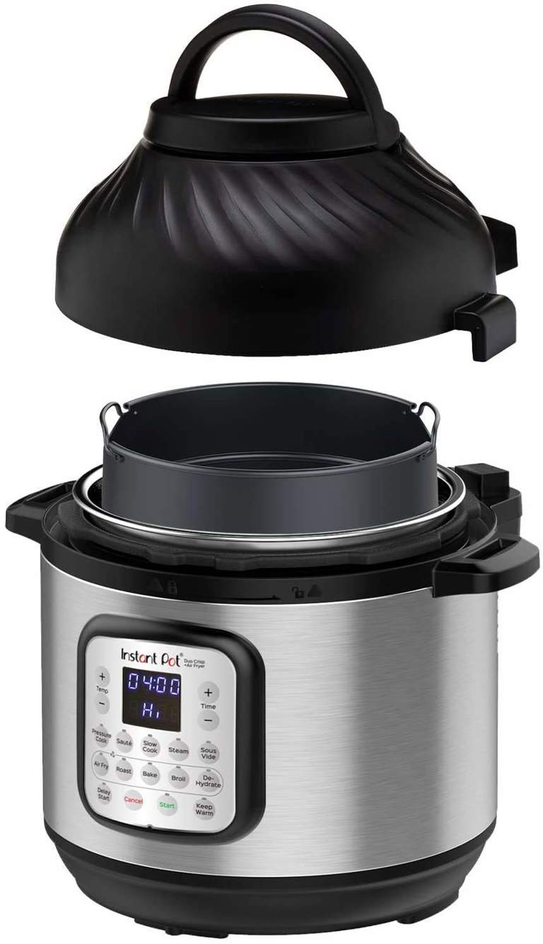 Instant Pot Duo Crisp 11-in-1 Air Fryer and Electric Pressure Cooker Combo with Multicooker Lids that Air Fries, Steams, Slow Cooks, Sautés, Dehydrates and More, Free App With 1900 Recipes, 6 Quart