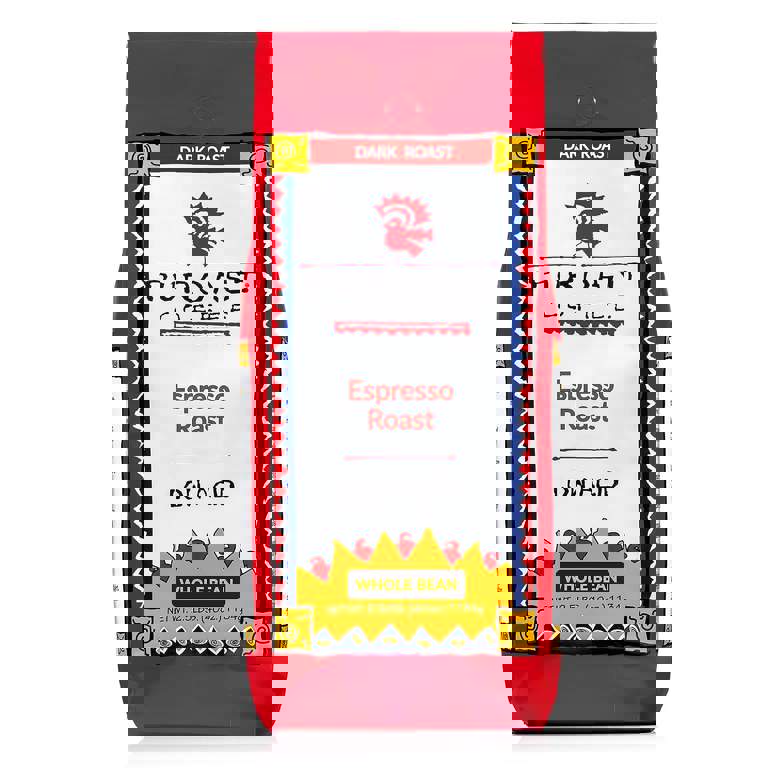 a bag of espresso roast low acid whole bean coffee