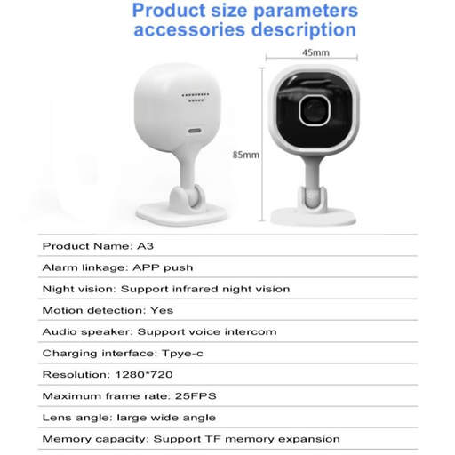product size parameters accessories description for a product called a3