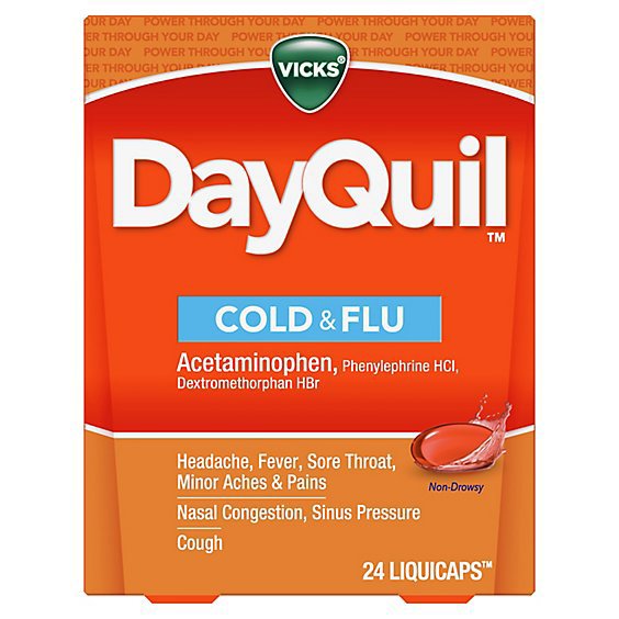 Vicks DayQuil Medicine For Cold & Flu Relief Multi Symptom Non Drowsy Liquicaps - 24 Count