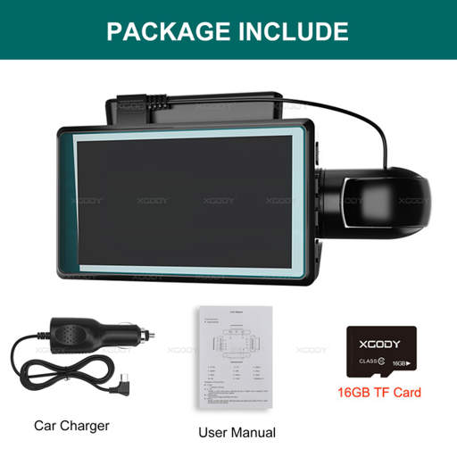 a package includes a car charger a user manual and a 16gb tf card