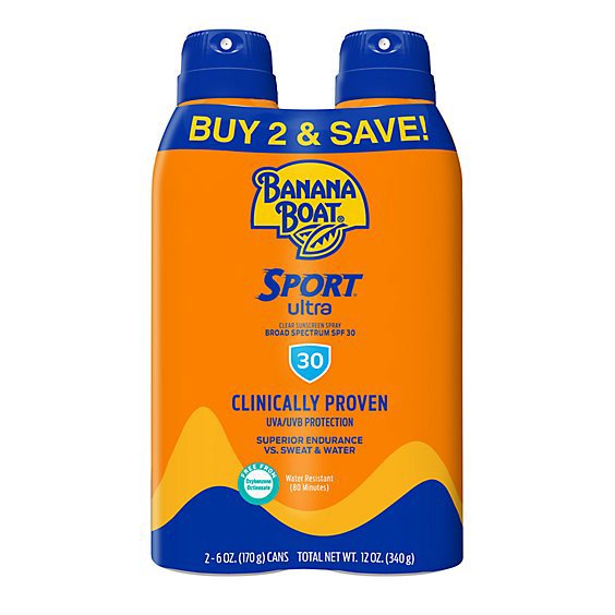 Banana Boat Sport Performance Broad Spectrum SPF 30 Clear Sunscreen Spray - 12 Oz