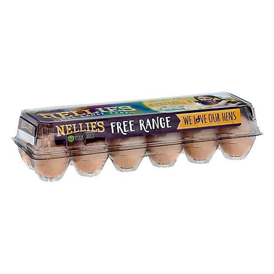 Nellies Eggs Free Range Grade A Brown Large - 12 Count
