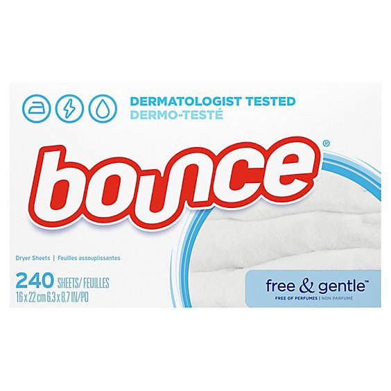 Bounce Free & Gentle Unscented Fabric Softener Dryer Sheets for Sensitive Skin - 240 Count