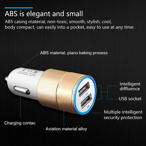 a car charger that says abs is elegant and small