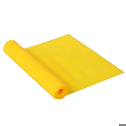 a roll of yellow rubber bands on a white background .