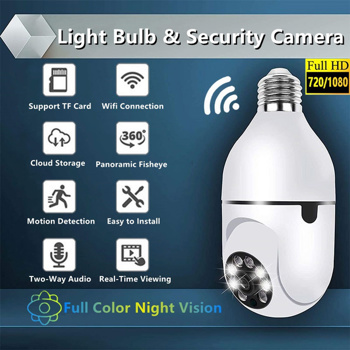 a light bulb with a security camera inside of it