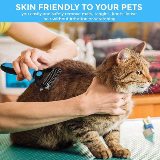 a cat is being brushed by a person with the words skin friendly to your pets below it