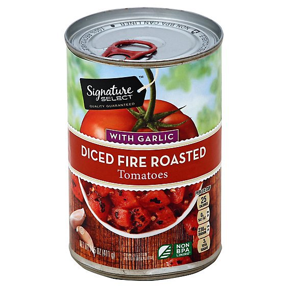Signature SELECT Tomatoes Fire Roasted with Garlic Diced - 14.5 Oz
