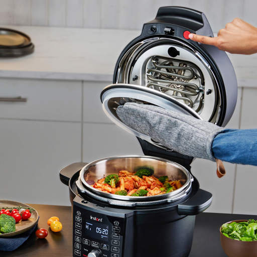 Can I use a ceramic-coated or stoneware inner pot for air frying in Duo  Crisp with Ultimate Lid Multi-Cooker + Air Fryer?