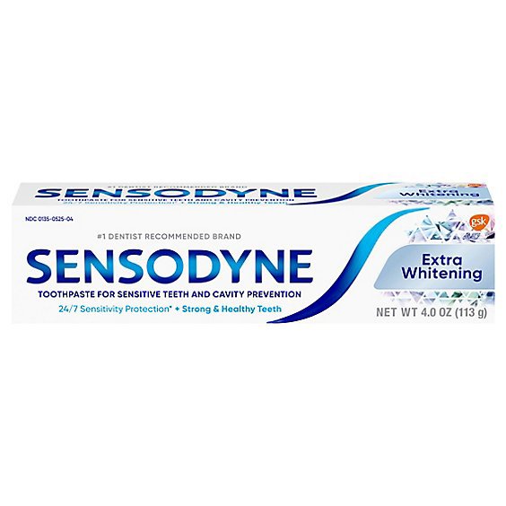 Sensodyne Toothpaste For Sensitive Teeth & Cavity Prevention With Fluoride Extra Whitening - 4 Oz