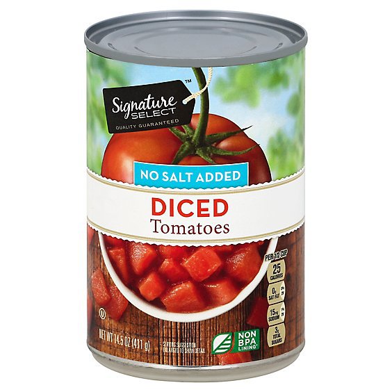 Signature SELECT Tomatoes Diced No Salt Added - 14.5 Oz