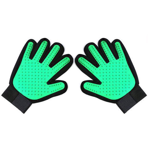 a pair of green gloves that look like hands on a white background .