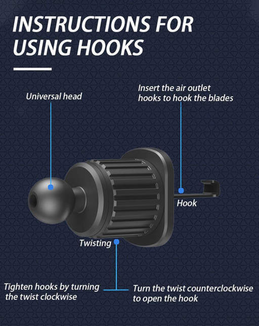instructions for using hooks include inserting the air outlet hooks to hook the blades