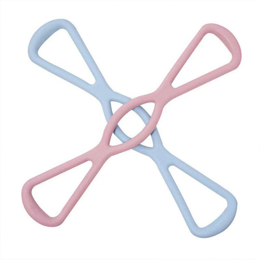 a pair of pink and blue scissors are crossed over each other on a white background