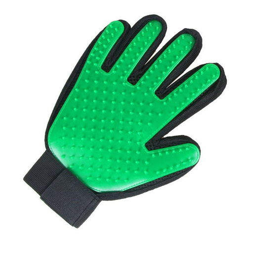 a green and black glove that looks like a hand