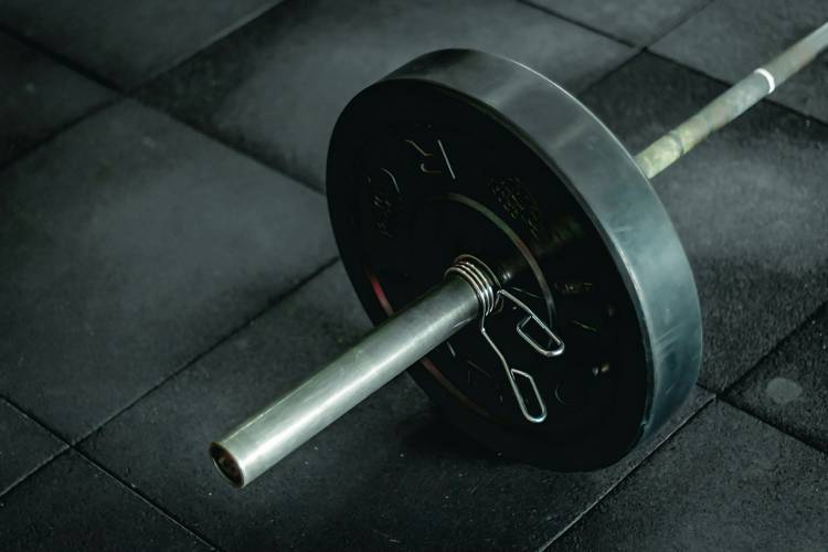 a barbell with the letter r on it