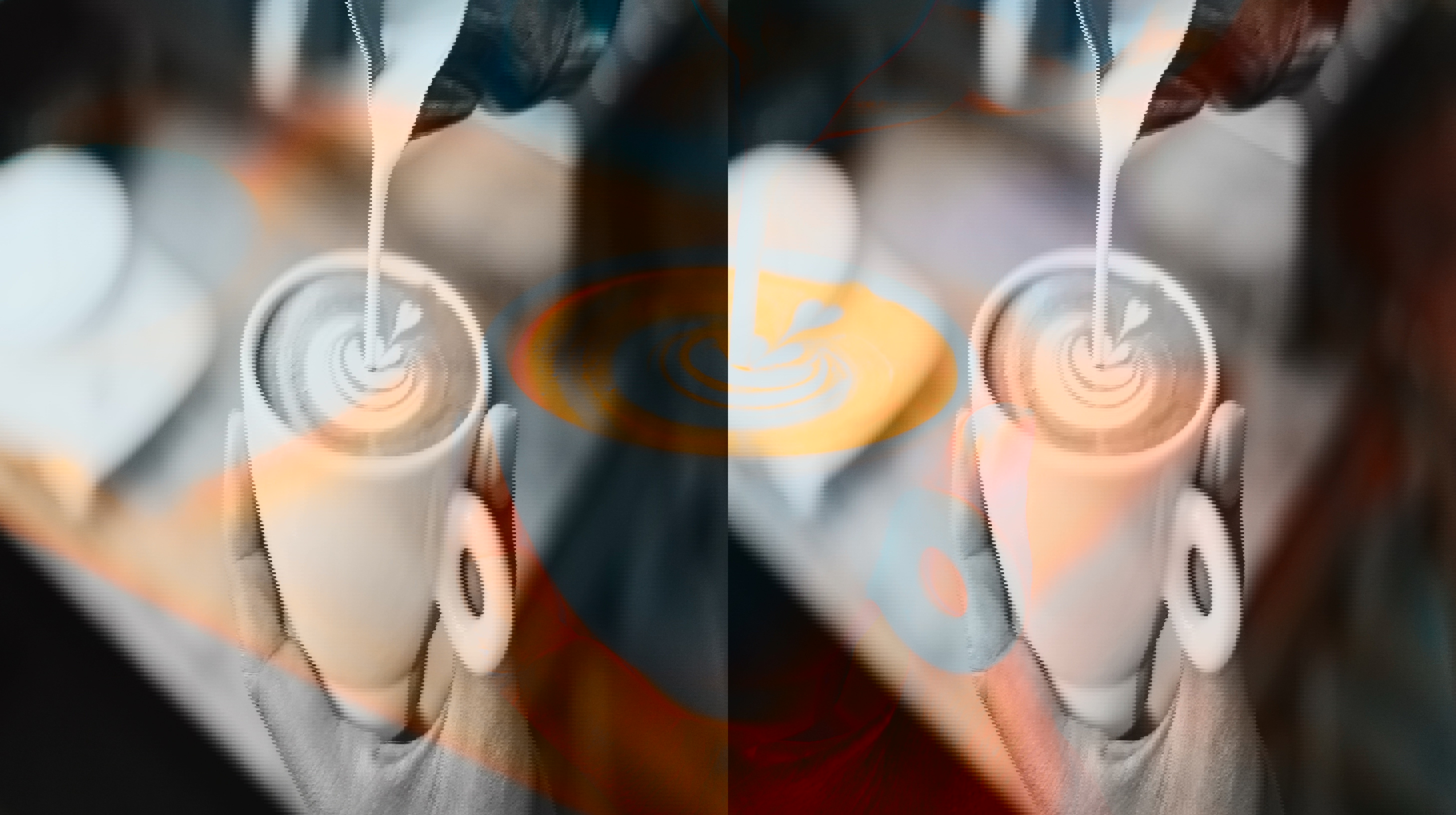 a person is pouring milk into a cup of coffee