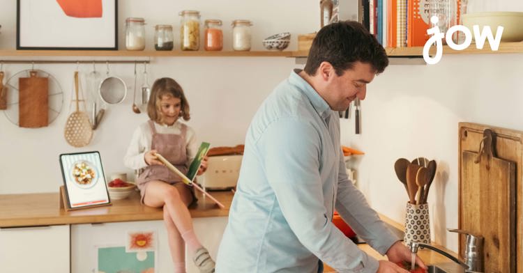 Man and daughter in kitchen