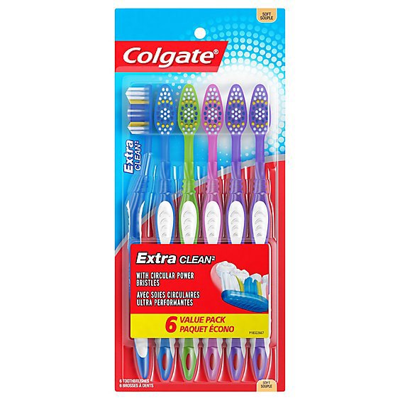 Colgate Extra Clean Manual Toothbrush Full Head Soft - 6 Count