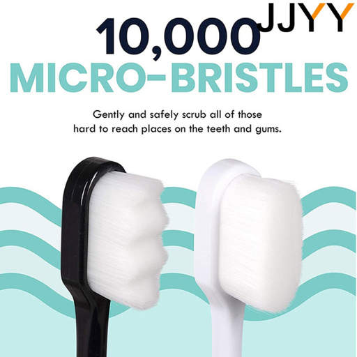 a black and white toothbrush with the words 10,000 micro-bristles