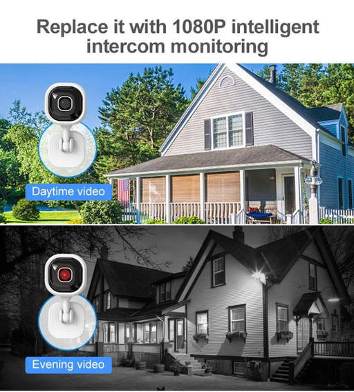 a picture of a house with the words replace it with 1080p intelligent intercom monitoring