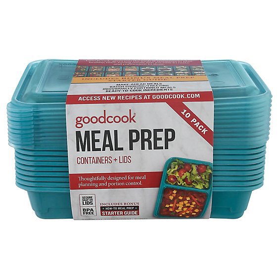 GoodCook Containers + Lids Meal Prep 2 Compartment 3 Cup - 10 Count