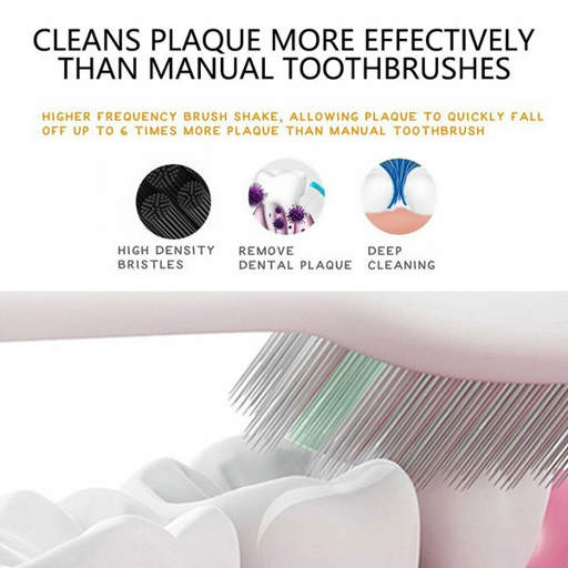 a toothbrush with the words cleans plaque more effectively than manual toothbrushes
