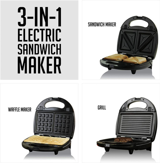 a 3 in 1 electric sandwich maker with a waffle maker sandwich maker and grill
