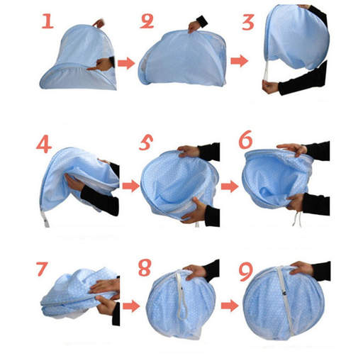 a diagram showing how to fold a mosquito net