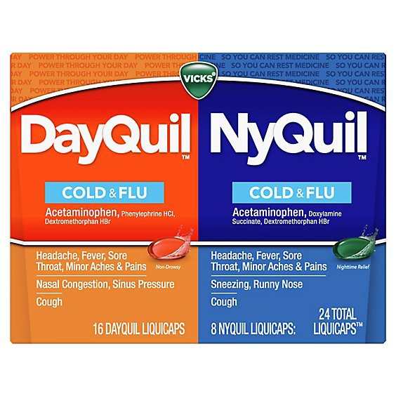Vicks DayQuil NyQuil Medicine For Cold Flu And Congestion Liquicaps Convenience Pack - 24 Count