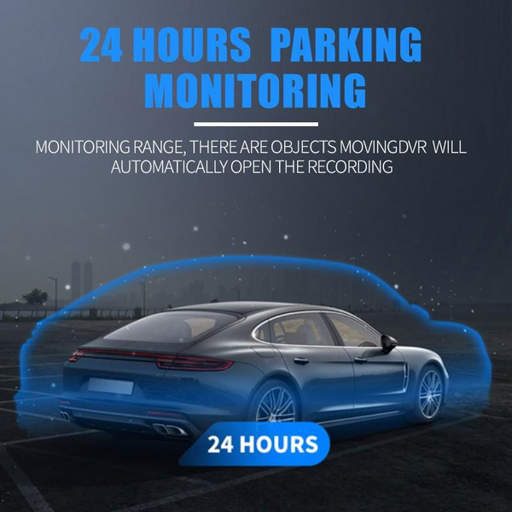an advertisement for 24 hours parking monitoring shows a car in a parking lot