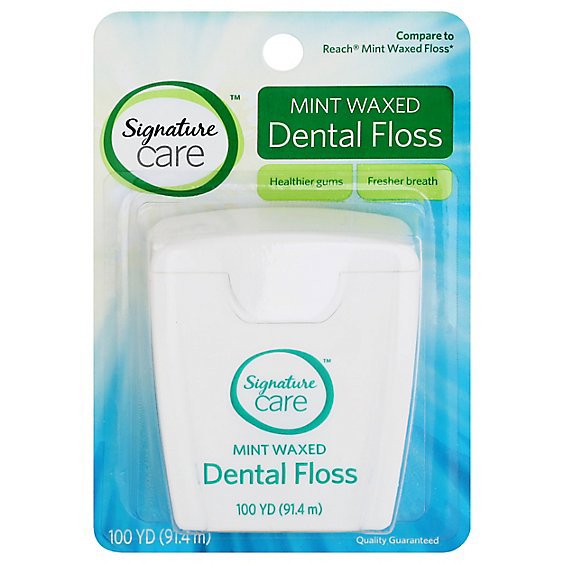 Signature Care Dental Floss Waxed Mint 100 Yards - Each