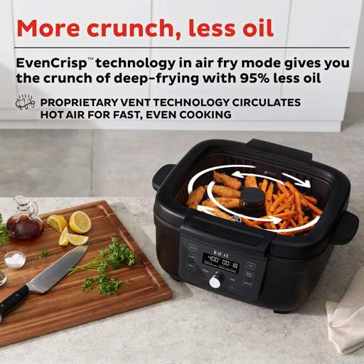 Can I use ceramic-coated or stoneware pot (such as CorningWare stoneware)  for air frying in Instant 6-in-1 Indoor Grill and Air Fryer?