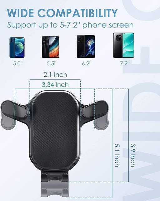 a phone holder that says wide compatibility support up to 5-7.2 " phone screen