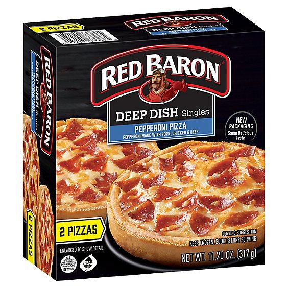 Red Baron Pizza Deep Dish Singles Pepperoni 2 Count - 11.2 Oz