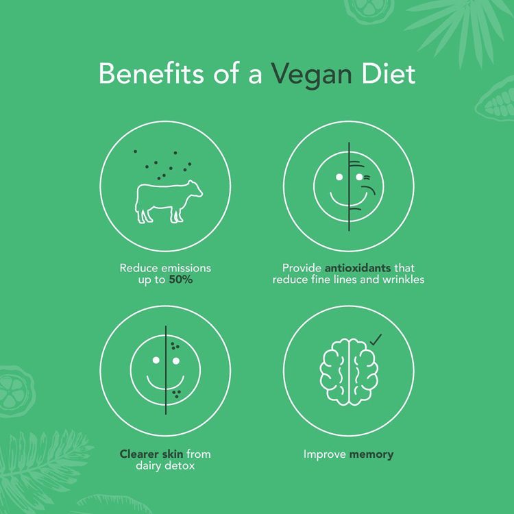 a poster showing the benefits of a vegan diet